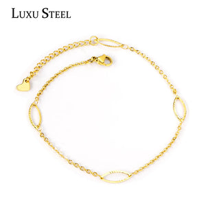 Oval Round Stainless Steel Anklet Bracelet for Women