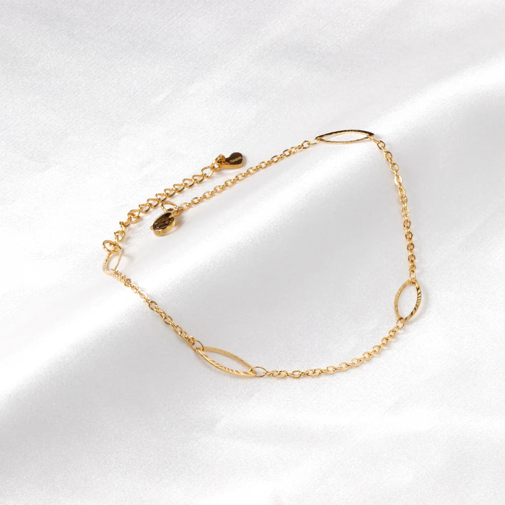 Oval Round Stainless Steel Anklet Bracelet for Women