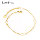 Oval Round Stainless Steel Anklet Bracelet for Women