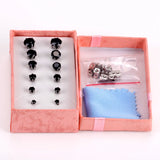 Punk 6Pairs Stainless Steel Crystal Stud Earrings Set Women Men Round Jewelry