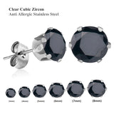 Punk 6Pairs Stainless Steel Crystal Stud Earrings Set Women Men Round Jewelry