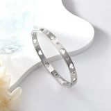 Silver Stainless Steel Heart CZ Bracelet Crystal Cuff Jewelry