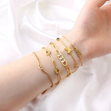 Heart Crystal Charm Link Chain Bracelet Women Girls Bangle Jewelry