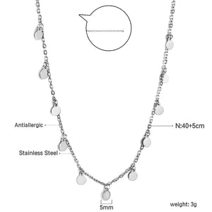 Stainless Steel Small Coin Pendant Necklace for Women