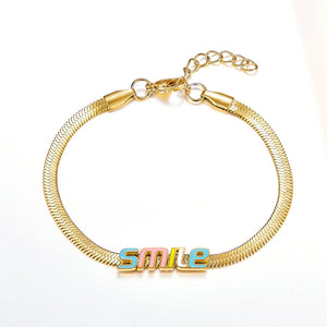 Stainless Steel Smile Snake Chains Bracelet Bangle Women Gift