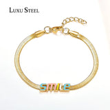 Stainless Steel Smile Snake Chains Bracelet Bangle Women Gift