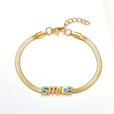 Stainless Steel Smile Snake Chains Bracelet Bangle Women Gift