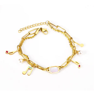 Stainless Steel Bracelets Women Double Chains Bangles Daily