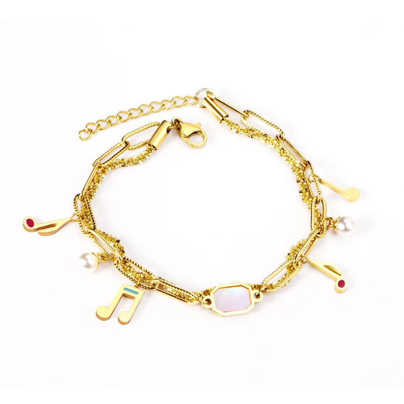 Stainless Steel Bracelets Women Double Chains Bangles Daily