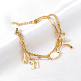 Stainless Steel Bracelets Women Double Chains Bangles Daily