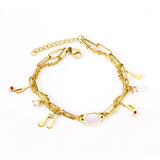 Stainless Steel Bracelets Women Double Chains Bangles Daily
