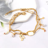 Stainless Steel Bracelets Women Double Chains Bangles Daily