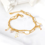 Stainless Steel Bracelets Women Double Chains Bangles Daily