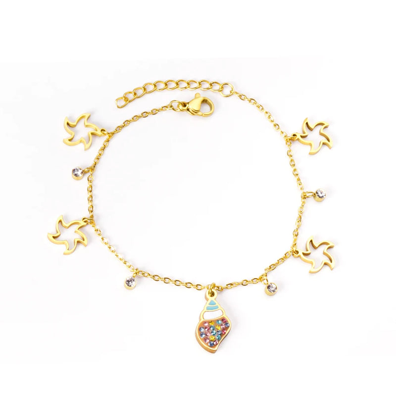 Stainless Steel Chains Bracelets Conch Star Pendant Women Accessories
