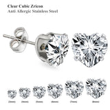 Heart Shape Crystal Stud Earrings Set for Women, 6 Pairs