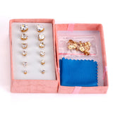 Heart Shape Crystal Stud Earrings Set for Women, 6 Pairs