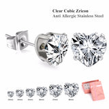 Heart Shape Crystal Stud Earrings Set for Women, 6 Pairs