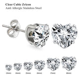 Heart Shape Crystal Stud Earrings Set for Women, 6 Pairs