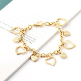 Heart Coin Charm Bracelet for Women Cuban Link Chain Jewelry