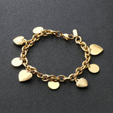 Heart Coin Charm Bracelet for Women Cuban Link Chain Jewelry