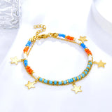 Stainless Steel Beaded Bracelets Bangles with Star Pendants