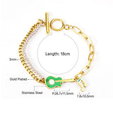 Stainless Steel Lobster Clasp Bracelet Violin Note Pearl Layer