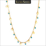 Stainless Steel Evil Eye Pendant Necklace Choker for Women