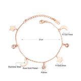 Stainless Steel Star Moon CZ Pendants Link Chains Bracelet Extender