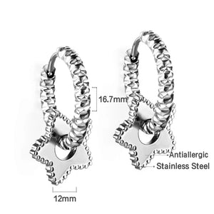 Metal Star Pendant Drop Huggie Earrings for Women Girls Vintage