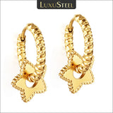 Metal Star Pendant Drop Huggie Earrings for Women Girls Vintage