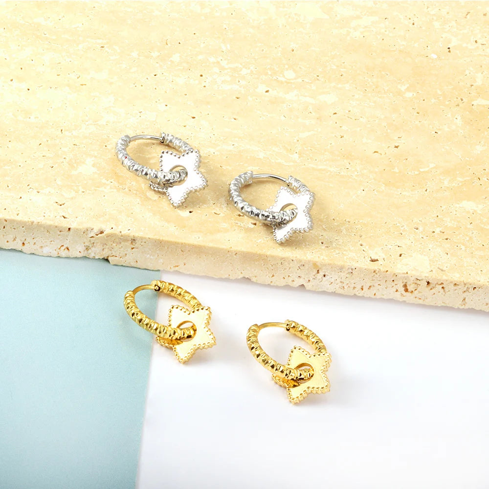 Metal Star Pendant Drop Huggie Earrings for Women Girls Vintage