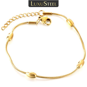 Stainless Steel Thin Round Snake Bracelet Adjustable No Fade