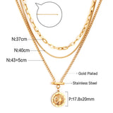 Stainless Steel Layer Chains Necklace Hiphop Jewelry Star Pendants