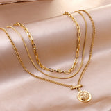Stainless Steel Layer Chains Necklace Hiphop Jewelry Star Pendants