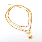 Stainless Steel Layer Chains Necklace Hiphop Jewelry Star Pendants