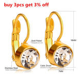 Stainless Steel Clip Earring Zircon Brilliant Round Wedding Earrings