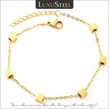 Stainless Steel Chain Bracelet Square Charm Wristband Jewelry