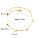 Stainless Steel Chain Bracelet Square Charm Wristband Jewelry