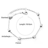 Stainless Steel Chain Bracelet Square Charm Wristband Jewelry