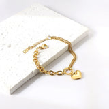 Stainless Steel Heart Double Layered Bracelet for Women Girls