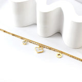 Stainless Steel Heart Double Layered Bracelet for Women Girls