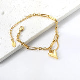 Stainless Steel Heart Double Layered Bracelet for Women Girls