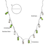 Vintage Green Crystal Pendant Necklace - Christmas Y2K Jewelry Gift