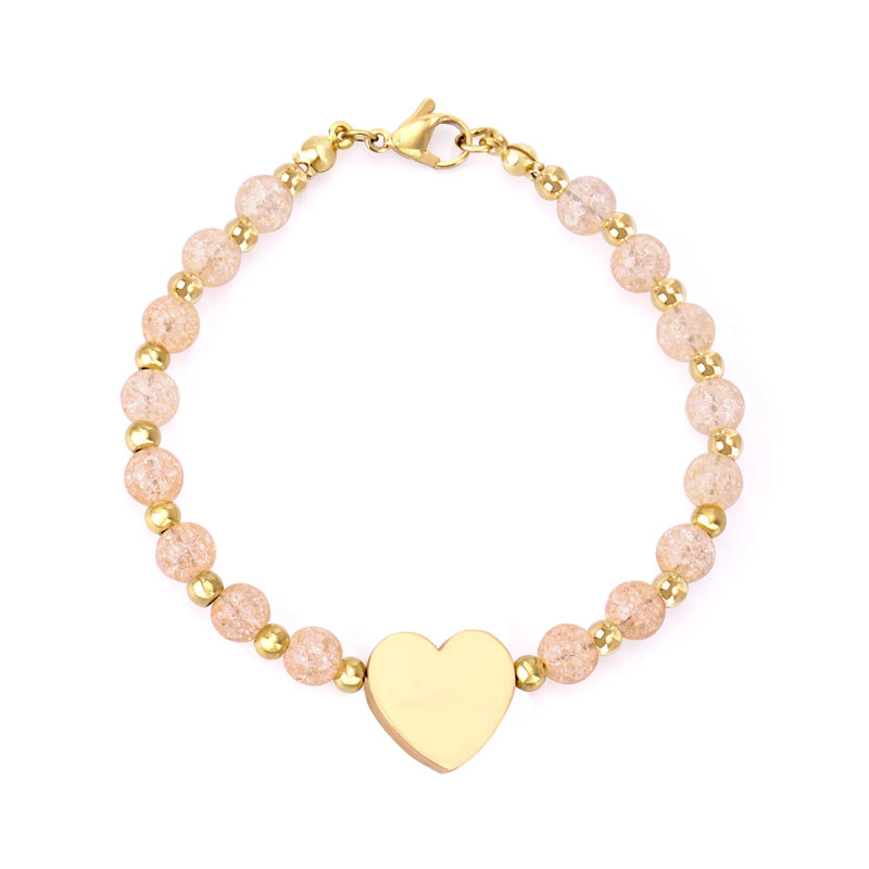 Heart Crystal Bracelets Stainless Steel Bangles Women Baby Girl Jewelry