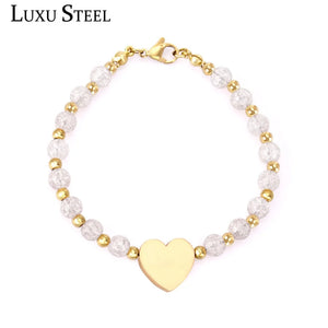Heart Crystal Bracelets Stainless Steel Bangles Women Baby Girl Jewelry