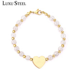 Heart Crystal Bracelets Stainless Steel Bangles Women Baby Girl Jewelry
