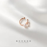 925 Silver Pearl & Zircon Ear Cuff Wraps, Non-Pierced Cartilage Earrings