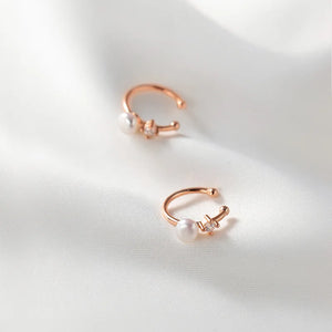 925 Silver Pearl & Zircon Ear Cuff Wraps, Non-Pierced Cartilage Earrings