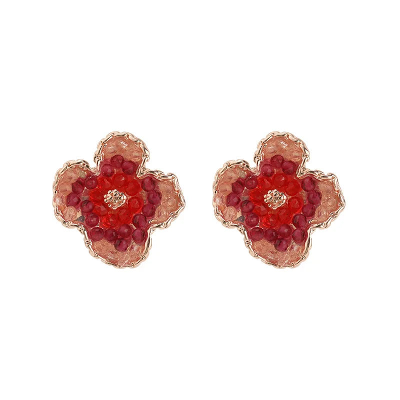 LVK7 Red Garnet 925 Sterling Silver Stud Earrings for Women