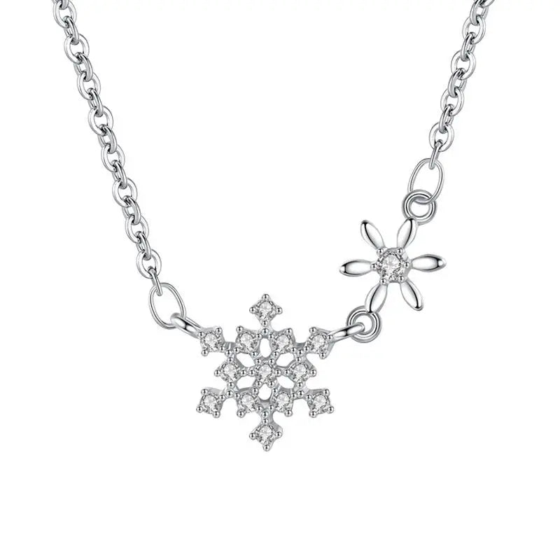 Snowflower Necklace Snow Flower Pendant Jewelry For Christmas